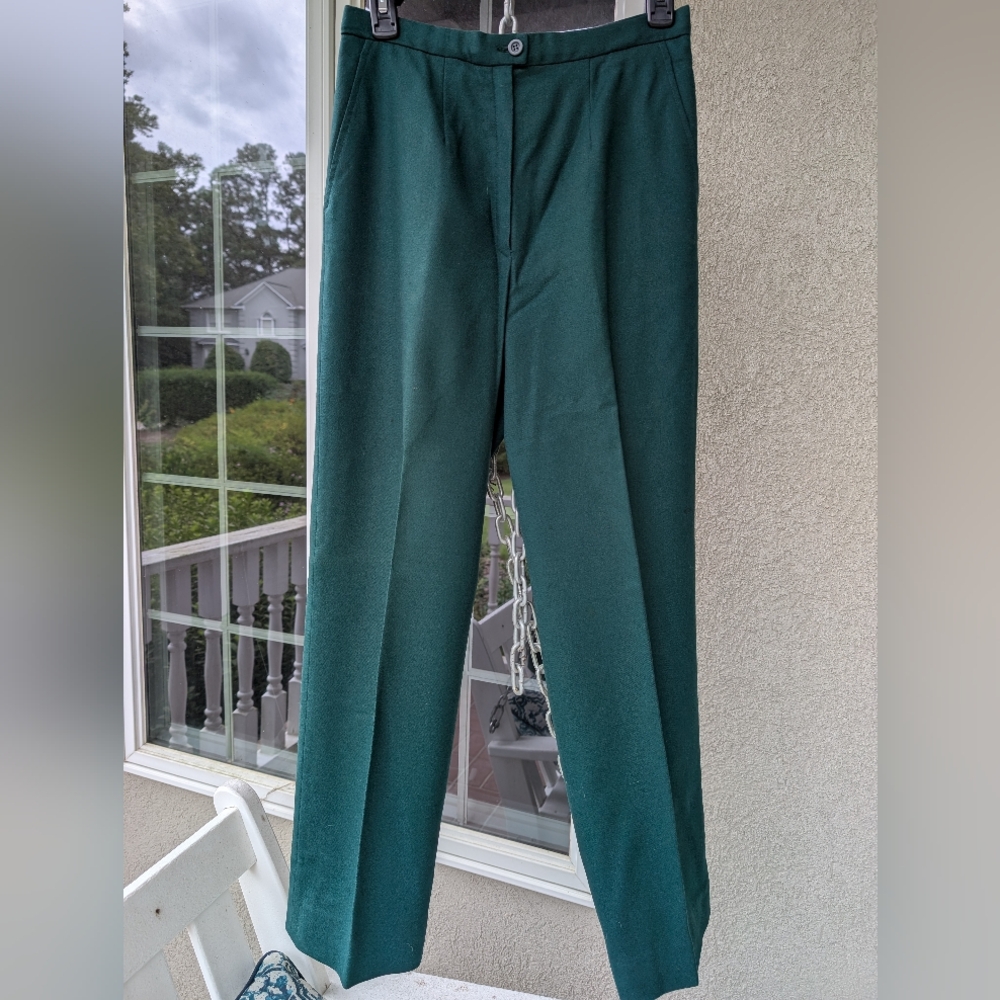 Green Pendleton Wool Flat Front Pants 6 Fit
